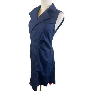 New Derek Lam 10 Crosby Navy Blue Sleeveless Cotton Shirt Dress Women's Size 4‎